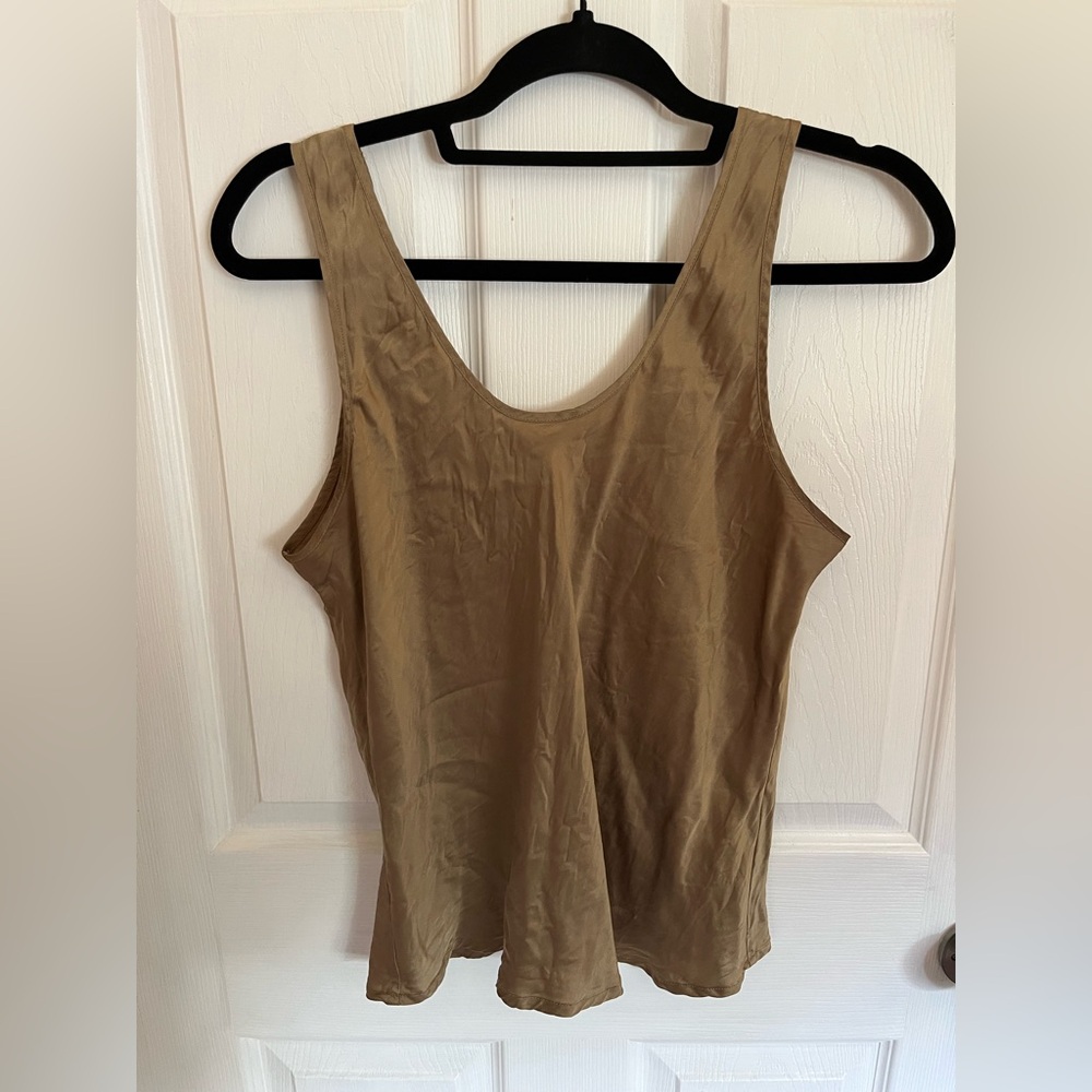 Vintage 100% silk gold tank top